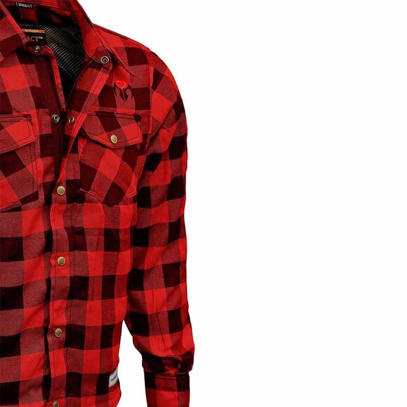 RIDERACT® Western Style Flannel Shirts Checked Red Men Shirt With CE Armors - Picture 5 of 8